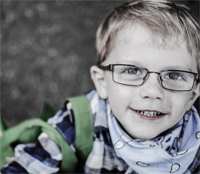 boy wearing glasses